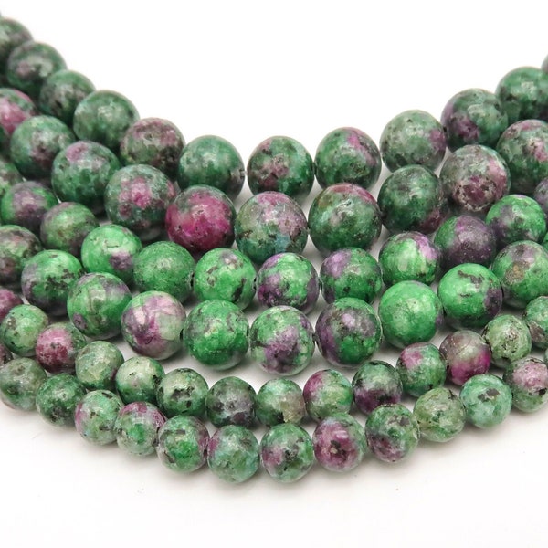 Natural Ruby in Zoisite Beads 4mm 6mm 8mm 10mm 12mm Round Loose Beads Smooth Ruby in Zoisite Gemstones for Bracelets Necklace Jewelry Making