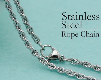 10/50 x Stainless Steel Necklace, 2.5mm Twist Rope Chain Necklace 16 18 20 22 24 Inches Tarnish Free Necklaces for Women or Men