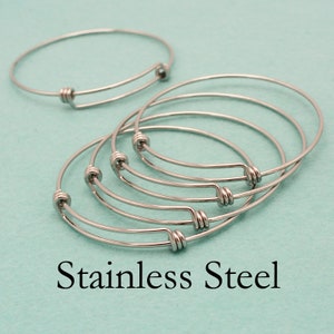 10/100 x Stainless Steel Bracelet for Women Men, Adjustable Charm Bracelet Blank, Expandable Charm Bangle Wire Bracelet Bulk Wholesale image 1