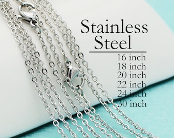 Stainless Steel Necklace Wholesale, Tarnish Free Rolo Chain Cable Link Necklace for Women 16 18 20 22 24 30 Inch for Jewelry Making