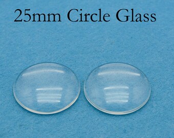 25mm Round Cabochon, 25mm Glass Circles, 25mm Circle Glass Cabochon, 25mm Round Glass Cabs, 25mm Glass Domes, 25mm Clear Glass Round