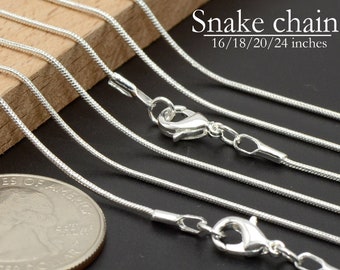 Stunning Sterling Silver 1MM Classic Snake Necklace Chain 40-60 cm 16-24" Stunning Sterling Silver 1MM Classic Snake Necklace Chain 40-60 cm 16-24"