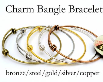 CustomCharms Alabama State Gold Expandable Wire Charm Bracelet Bangle w/Green Color Crystals CustomCharms Alabama State Gold Expandable Wire Charm Bracelet Bangle w/Green Color Crystals