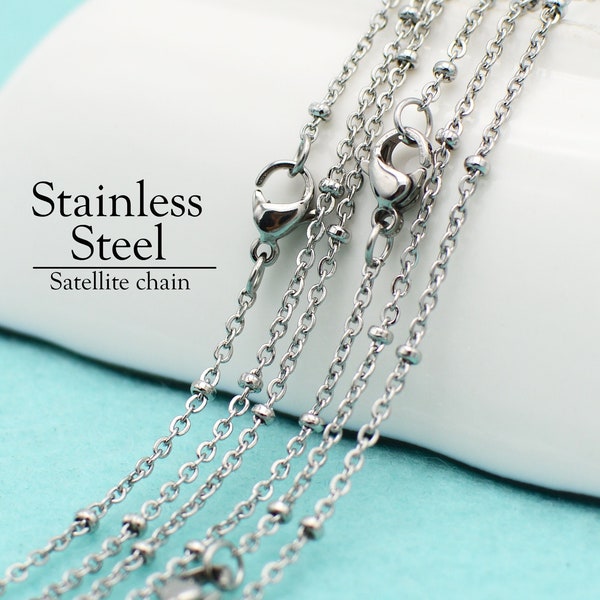 Stainless Steel Satellite Necklaces for Women, Silver Gold Bead Necklace Choker, Dainty Beaded Chain Necklace for Jewelry Making