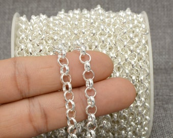 Silver BULK Chain 3mm ROUND ROLO Sold by the foot St