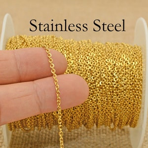 30 Feet x Stainless Steel Chain Gold Silver Black for Women Necklae Bracelet, Tarnish Free Bulk Chain for Jewelry Making