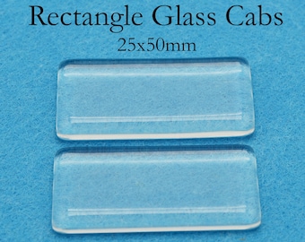25x50mm Rectangle glass, 1 x 2 inch Rectangle Glass, 25x50mm Rectangle Cabochon, 25x50mm Clear Glass Rectangle, Glass Tile Glass Cabochon