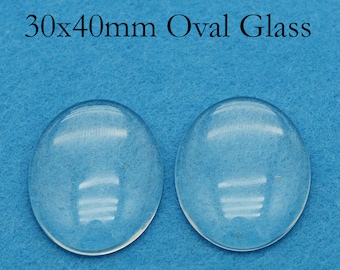 Cabochons ovales en verre de 30x40mm, housses de cabochon ovales de 30x40mm, dômes en verre clair, grands ovales en verre, ovales en verre clair grossissant