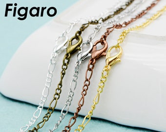 Figaro Chain Necklace Dainty 2.5mm Figaro Link Necklace for Women Men Jewelry Making - Silver Bronze Copper Rhodium