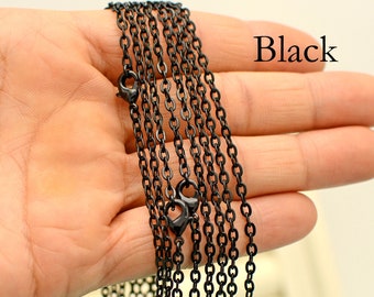 10 x zwarte ketting voor dames, zwarte ketting voor het maken van sieraden, ovale schakelketting kabelkettingen 18, 20, 24, 30 inch