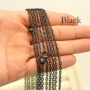 10 x Black Chain Necklace for Women,  Black Necklace Chain for Jewelry Making, Oval Link Chain Cable Necklaces 18, 20, 24, 30 Inches
