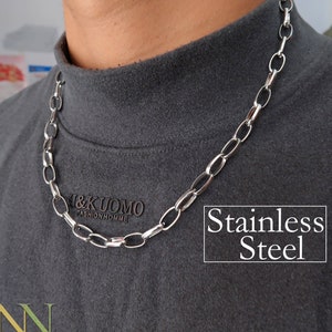 Oval link sale chain necklace silver
