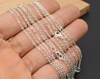 10/50 pcs x Dainty Silver Necklace, Silver Choker Layering Necklace, 1.5mm Thin Delicate Chain for Women, Silver Chain necklace Wholesale