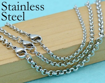 10/50 x Stainless Steel Necklace Chain, Rolo Chain Necklace Choker, Stainless Steel Rolo Chain, Stainless Steel Chain Necklace for Women Men