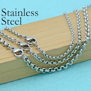 10/50 x Stainless Steel Necklace Chain, Rolo Chain Necklace Choker, Stainless Steel Rolo Chain, Stainless Steel Chain Necklace for Women Men