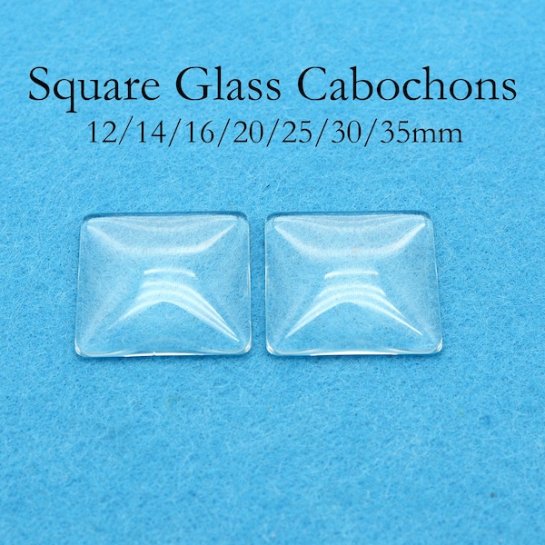 10/50 Pieces - Square Glass Cabochons, Domed Clear Glass Cover 10 12 14 16 18 20 22 23 25 30 35 38mm Round Oval Magnifying Glass Domes