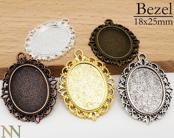 10pcs Antique Silver Cameo Cab Frame Blank Setting Charms Pendants Fit 18x25mm Cabochon Setting Pendant Setting Bezel Setting