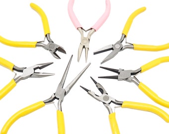 Jewelry Pliers, Round Nose Pliers, Flat Nose Pliers, Wire Cutter Pliers, Wire Looping Pliers, Needle Nose Bending Tool for Jewelry Making