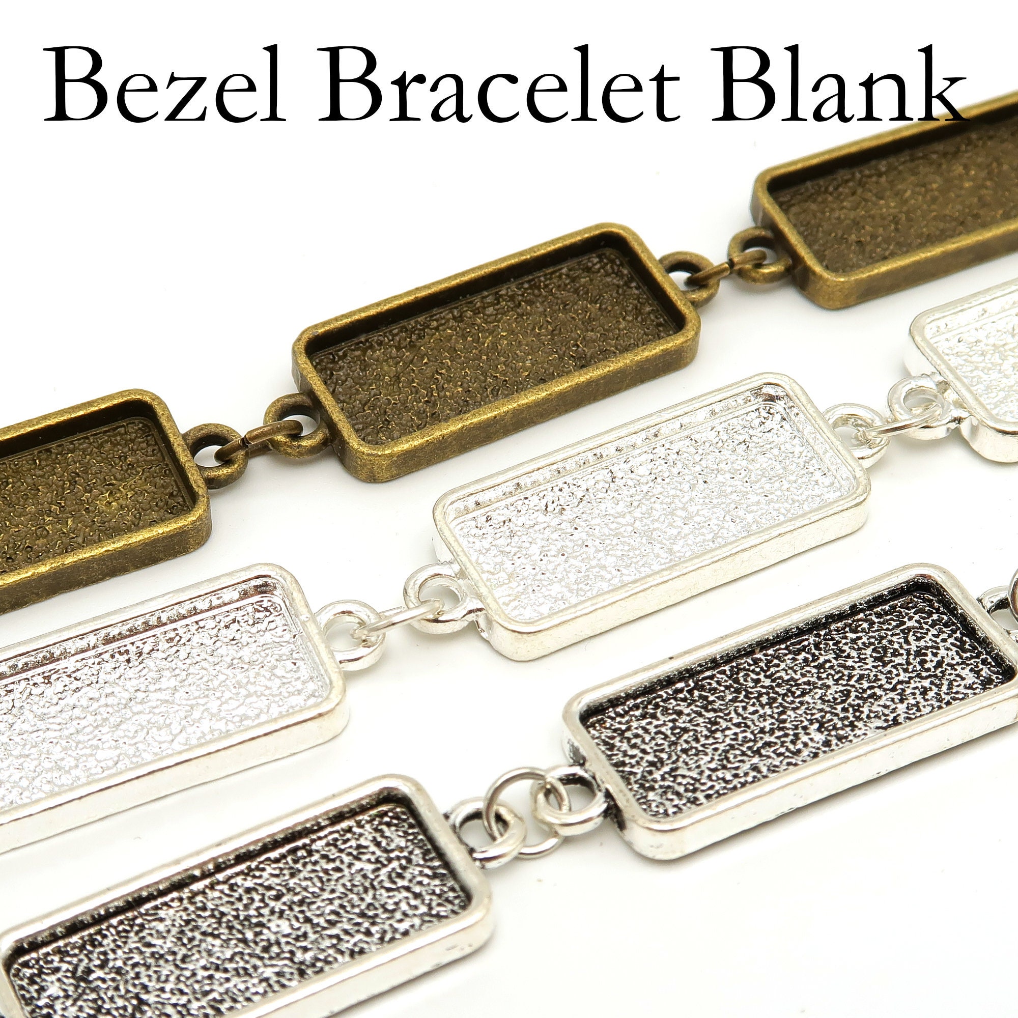 10x25mm Rectangle Bezel Bracelet Blanks for Jewelry Making Etsy