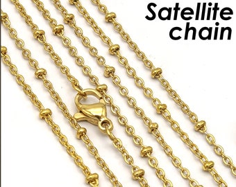 10/50 x colliers satellites en acier inoxydable ton or et argent, collier de perles choker pour femmes, collier de chaînes perlées pour la fabrication de bijoux