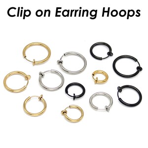 Ohrclips für Damen, Edelstahl-Ohrringe, hypoallergen, keine Piercing-Ohrringe für Männer, Creolen aus Gold und Silber Bild 6