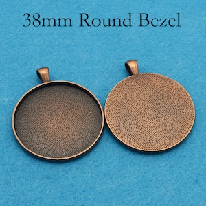 38mm Round Pendant Tray, 1.5 Inch Pendant Blanks, Round Bezel Cup, 1.5'' Cabochon Setting Silver Gold Brozne Copper Black Rose Gold Antique Copper