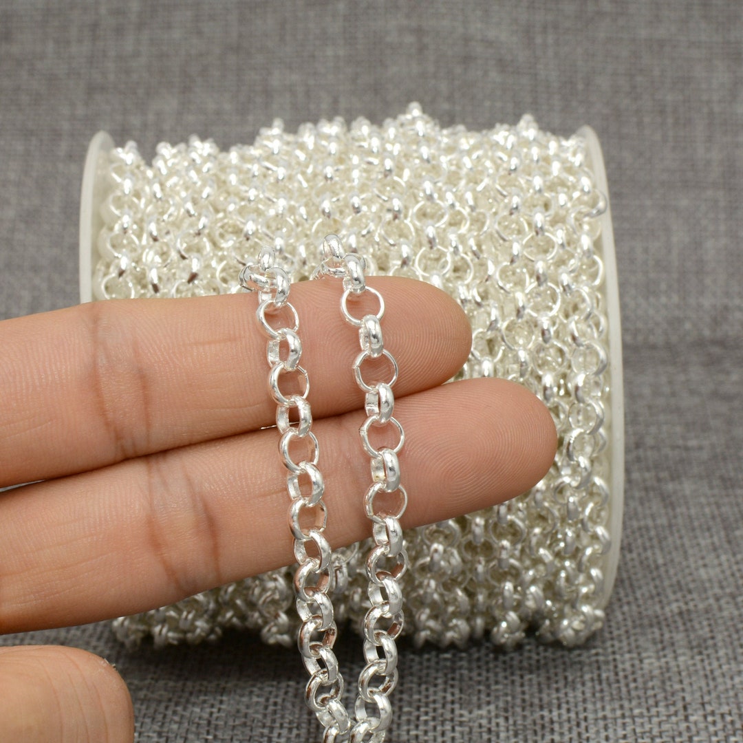 10 Feet X 6mm Silver Chain Bulk by the Foot, Silver Rolo Chain for