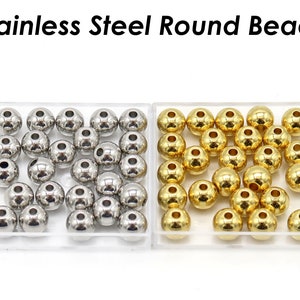 100 x perles en acier inoxydable or argent, perles d'espacement en acier inoxydable en gros sans ternissement, perles rondes lisses sans couture pour la fabrication de bijoux image 7
