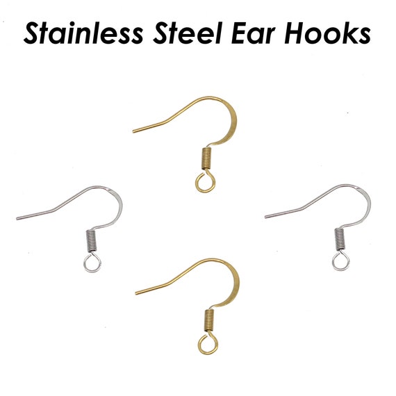 100 X Surgical Steel Earrings Hooks, Bulk Wholesale Stainless