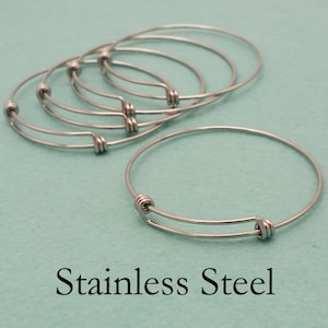 10/100 x Stainless Steel Bracelet for Women Men, Adjustable Charm Bracelet Blank, Expandable Charm Bangle Wire Bracelet Bulk Wholesale image 3