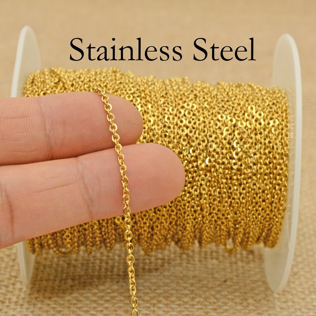 30 Feet X Stainless Steel Chain Gold Silver Black for Women Necklae