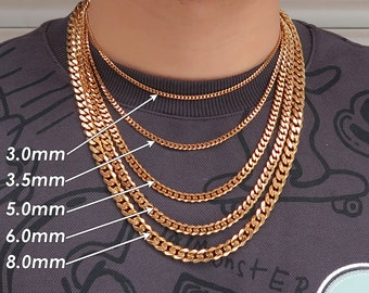 Stainless Steel Necklace Men Women, Miami Cuban Link Necklace Gold, Thick Twist Curb Chain Bracelet , Gift Jewelry for Him or Her