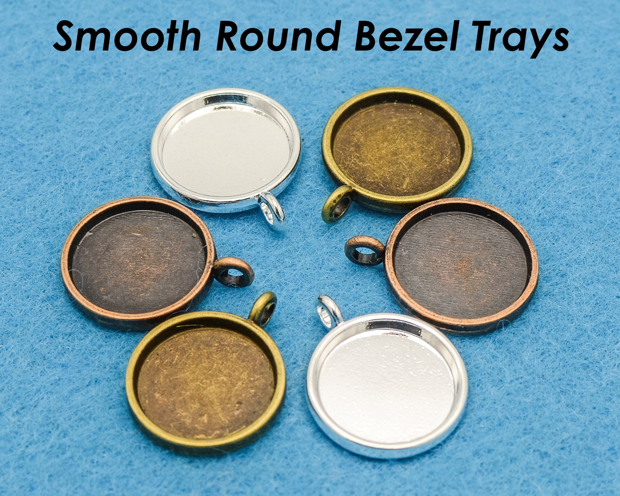 20mm x 20mm x 1mm Circle Pendant Tray Reversible Butterfly Bronze