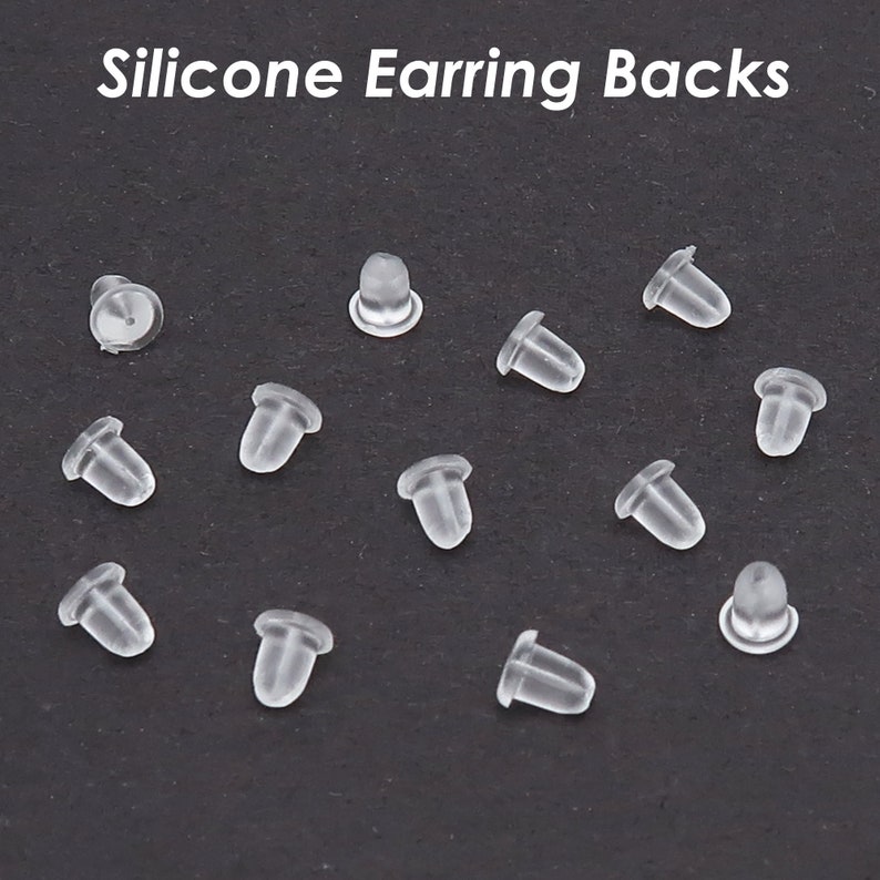 Silicone Earring Backs, BULK Clear Soft Rubber Earring Backs, Wholesale Earring Stoppers, Safety Earring Nuts image 2