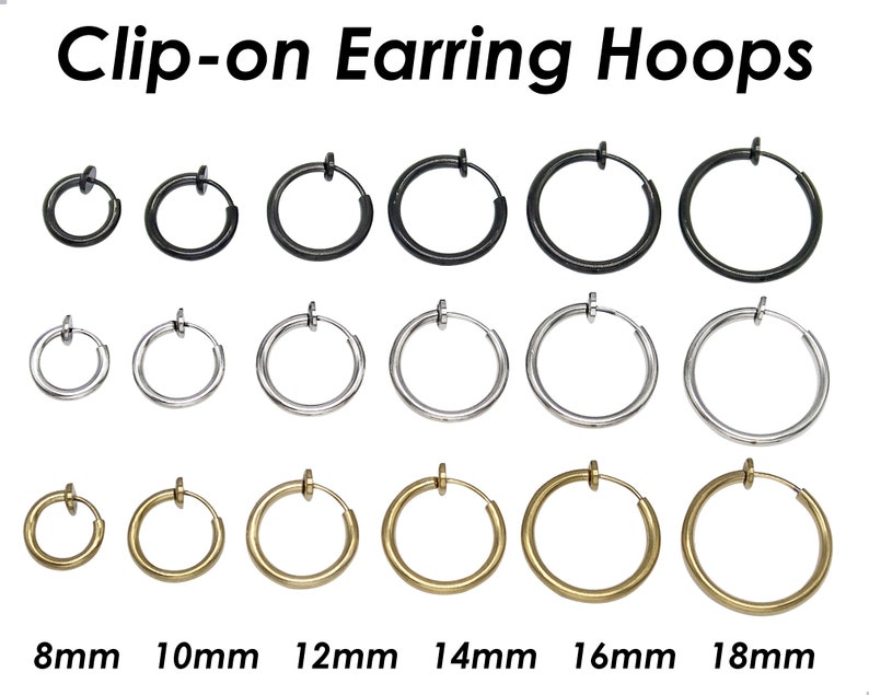 Clip on Earrings for Women, Stainless Steel Earring Hoops Hypoallergenic, No Piercing Earrings for Men, Hoop Earrings Gold Silver image 5