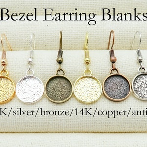 20 x Bezel Earring Setting 12mm 16mm 18mm 20mm Round Earring Base Tray Blanks for Jewelry Making - Silver Gold Brozne Copper Gunmetal