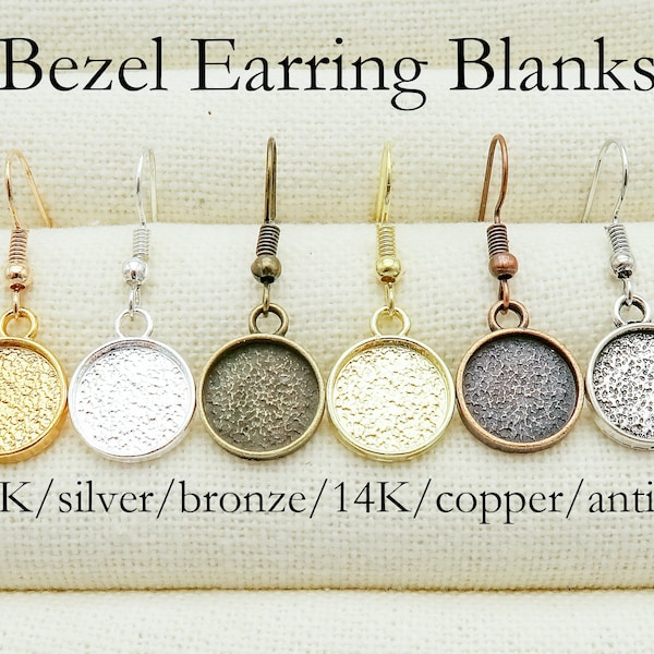 20 x Bezel Earring Setting 12mm 16mm 18mm 20mm Round Earring Base Tray Blanks for Jewelry Making - Silver Gold Brozne Copper Gunmetal