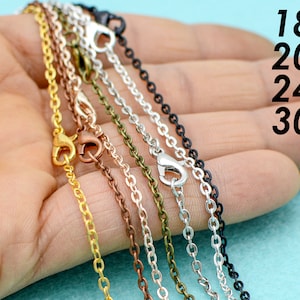 10 x Cable Link Necklace Chain for Women, Wholesale 18 20 24 30 Inch Necklace Chain Silver Bronze Copper Gunmetal Black for Jewelry Making