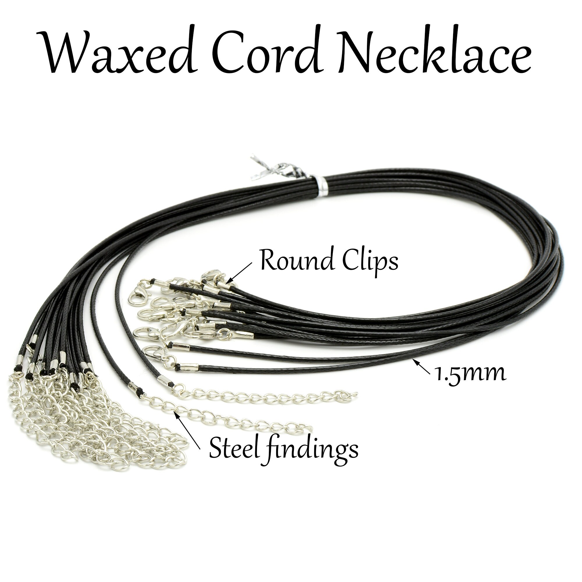 Necklace Cord,Black Necklace String Rope with Clasp, 20 Inch Black Waxed  Cotton Cord Necklace Bulk for Charms Pendants, Bracelets, Necklaces,  Jewelry