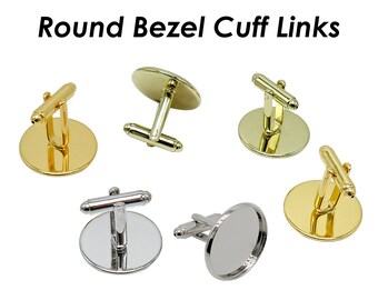 20mm Round Cuff Links Blanks with Glue Pad Bezel Setting, Bezel Cuff Links, Cuff Link Settings, Cuff Link Bezels for Custom Jewelry Making