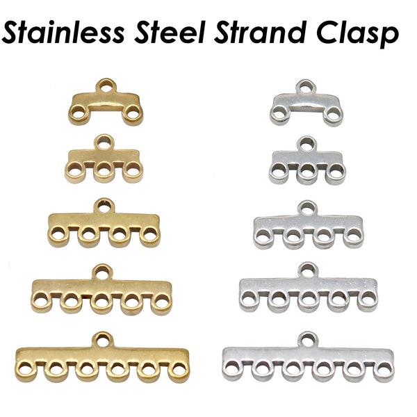 Mini Multi Strand Clasps Stainless Steel, Multi Strand Ends Gold Silver, Multi Link Necklace Connectors, Jewelry findings, Jewelry Supplies