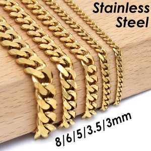 Stainless Steel Necklace Men Women 6 & 8mm Miami Cuban Link Necklace Choker Thick Twist Curb Chain Bracelet Silver, Gift Jewelry for him her image 8