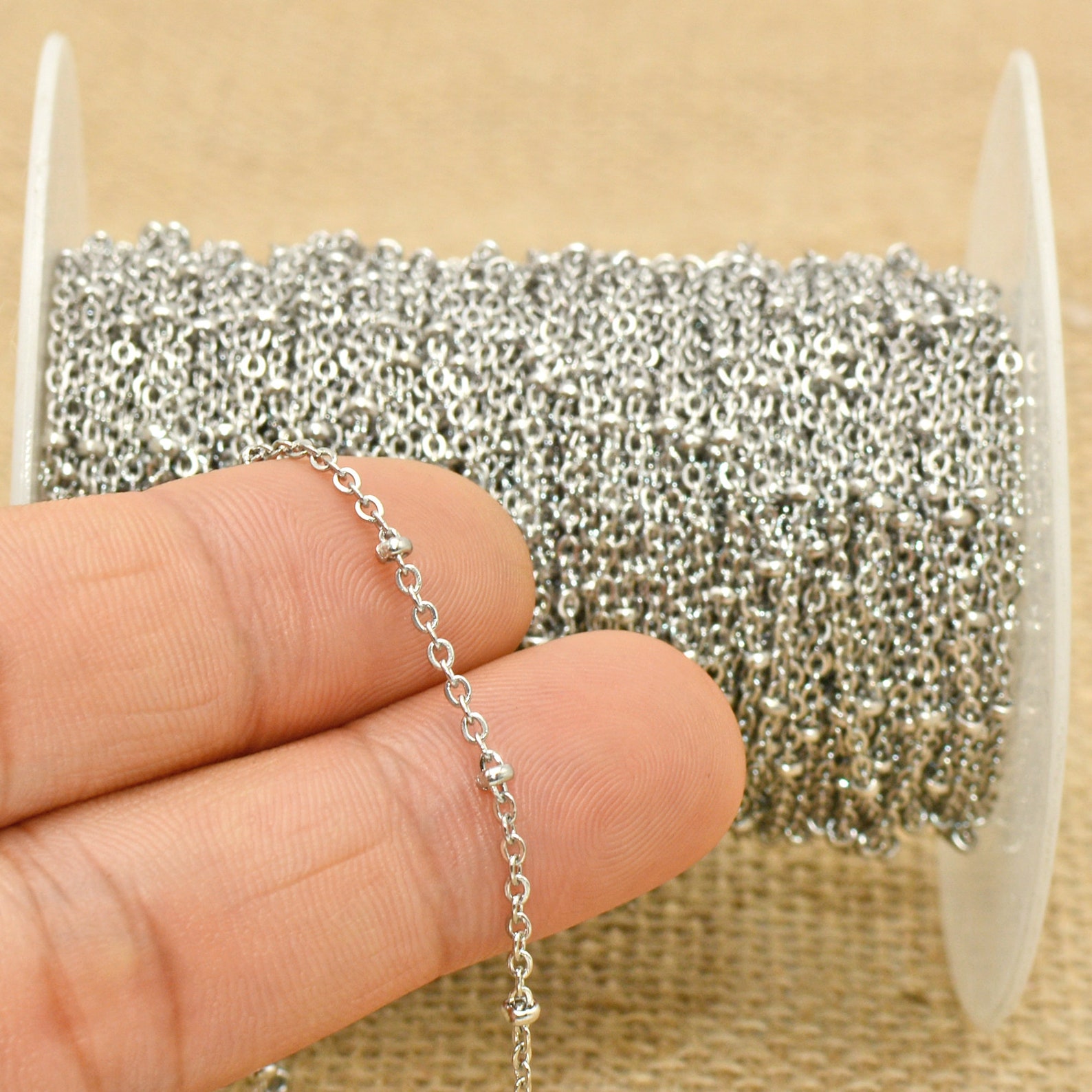 30 Feet Stainless Steel Satellite Chain by the Foot Bead Etsy