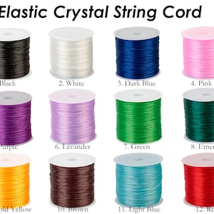 2 Rolls Bracelet String Elastic Cord - 1mm x 100m Stretchy String for Bracelet Making, Elastic String Thread Rope for Bracelets, Jewelry Making