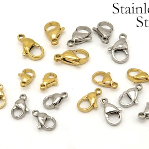 10/12/15mm Stainless Steel Lobster Clasp Gold Silver Black, 4/5/6/8mm Jump Rings, Tarnish Resistant Clasp and Rings, Jewelry Findings Supply zdjęcie 6