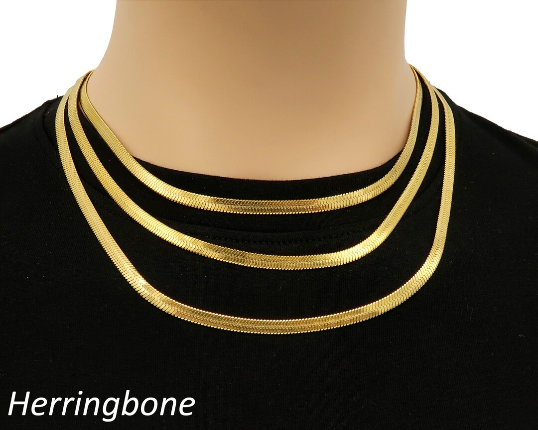 Herringbone Choker Necklace Gold Silver, Tarnish Free Stainless Steel