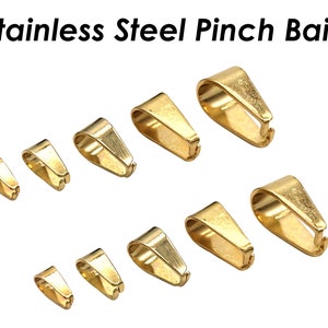 Stainless Steel Pinch Bail Gold Silver Snap Open Bail, Pendant Clips for Necklace, Tarnish Resistant Bail Clasp for Jewelry Making imagem 7