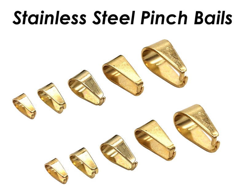 Stainless Steel Pinch Bail Gold Silver Snap Open Bail, Pendant Clips for Necklace, Tarnish Resistant Bail Clasp for Jewelry Making imagem 7