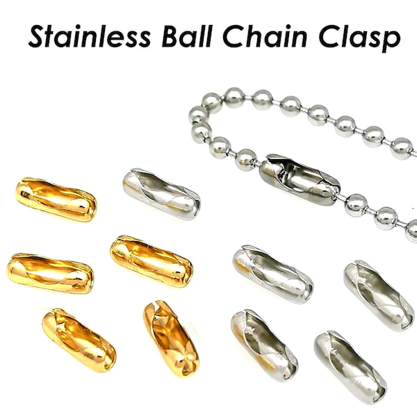 100 x Stainless Steel Ball Chain Connectors, Silver Gold Ball Chain Clasps, Stainless Steel Clips for Ball Chains, Jewelry Findings