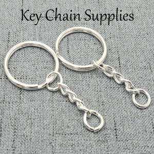 Bulk Wholesale Keychain Supplies, Split Keyring with Chain jump rings for Key Chain Making Bronze Gold Copper Silver Gold Silver